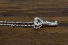 14K White Gold Diamond Heart Shaped Key Necklace
