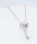 14K White Gold Diamond Heart Shaped Key Necklace