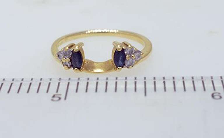 Sapphire & Diamond Ring Enhancer, 14kt Gold, Size 6