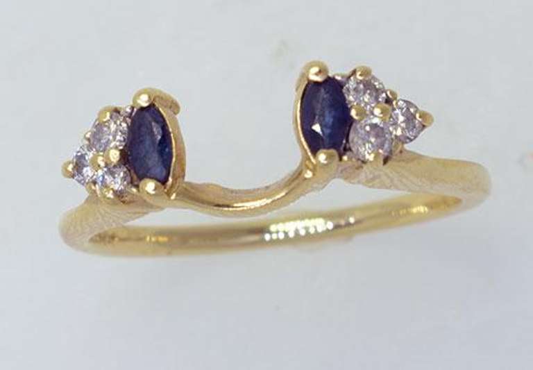 Sapphire & Diamond Ring Enhancer, 14kt Gold, Size 6