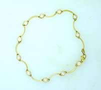 Gold Ladies Tennis Bracelet, CZ Stations, 8 inch