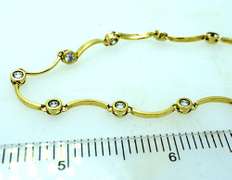 Gold Ladies Tennis Bracelet, CZ Stations, 8 inch