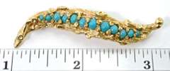 Delightful 14K Feather Brooch with Turquoise