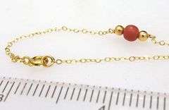 Delicate Chain Necklace with Coral & Gold Beads, 21in