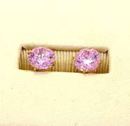 Two Pairs of Brilliant Pink CZ Studs in Gold