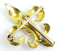 Antique 14K Seed Pearls & Diamonds Pin/Watch Holder