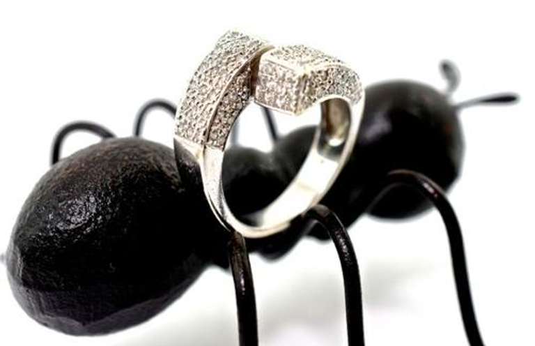 Fashionable 14K White Gold Diamond Bypass Ring