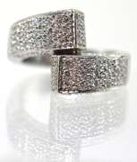 Fashionable 14K White Gold Diamond Bypass Ring