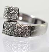 Fashionable 14K White Gold Diamond Bypass Ring
