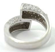 Fashionable 14K White Gold Diamond Bypass Ring