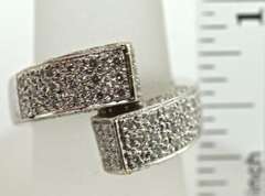 Fashionable 14K White Gold Diamond Bypass Ring