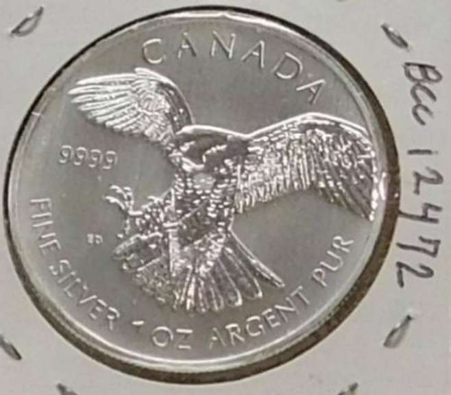 2014 One Ounce .9999 pure Silver Canadian Falcon.