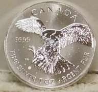 2014 One Ounce .9999 pure Silver Canadian Falcon.
