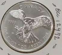 2014 One Ounce .9999 pure Silver Canadian Falcon.