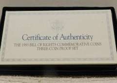 1993 3 pc PROOF Bill of Rights Gold $5/Sil Dol/Sil Hf
