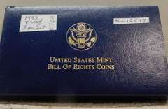 1993 3 pc PROOF Bill of Rights Gold $5/Sil Dol/Sil Hf