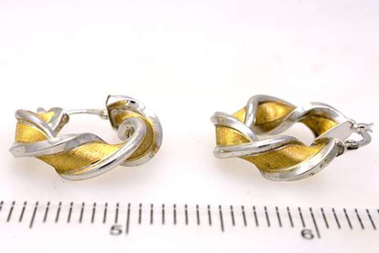 Two-Tone Twist Hoop Earrings