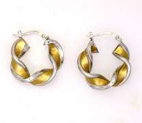 Two-Tone Twist Hoop Earrings