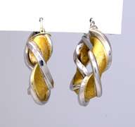 Two-Tone Twist Hoop Earrings