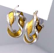Two-Tone Twist Hoop Earrings