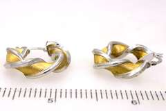 Two-Tone Twist Hoop Earrings