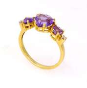 Heart Amethyst Ring with Diamond Accents, Size 5