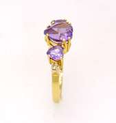 Heart Amethyst Ring with Diamond Accents, Size 5