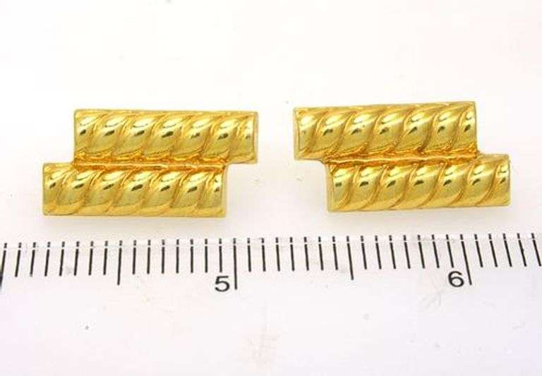Gold Bar Two-Row Earrings