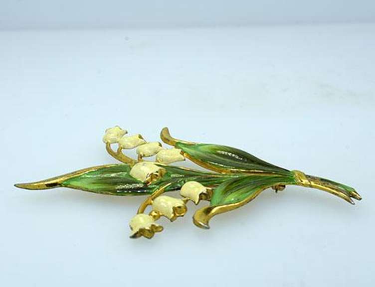 Hand Decorated Vermeil Flower Pin