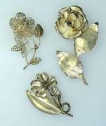 Estate Lot of Sterling Flower Pins