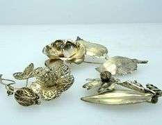 Estate Lot of Sterling Flower Pins