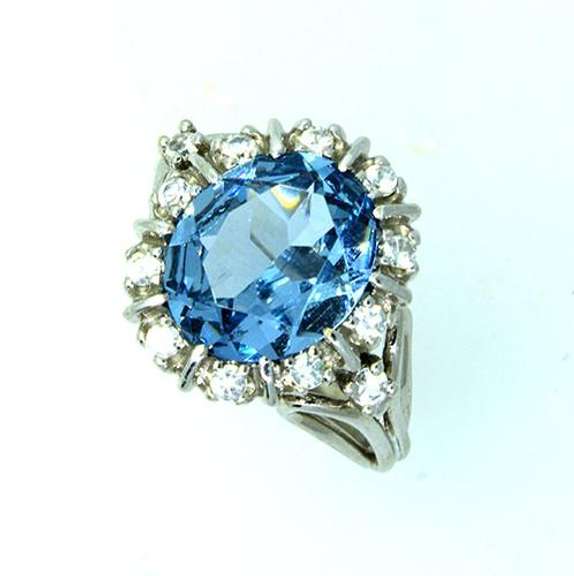 Ladies White Gold Synthetic Spinel Ring, Size 6.5