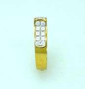 Gold Ladies Wave Motif 2 Row CZ Ring, Size 9.75