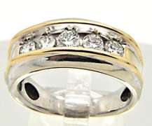 MEN'S 14 KT WHITE GOLD DIAMOND BAND.