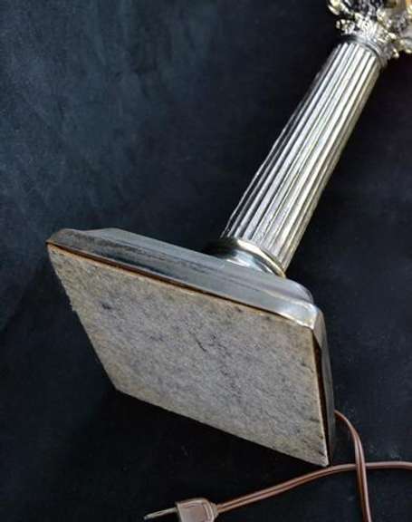 Antique 3 Way Electrified Column Cranberry Glass Lamp