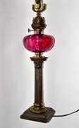Antique 3 Way Electrified Column Cranberry Glass Lamp