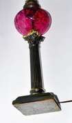Antique 3 Way Electrified Column Cranberry Glass Lamp