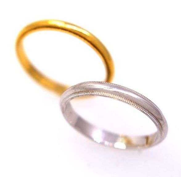 Two Gold Bands, White Gold & Yellow, Both Size 6.25