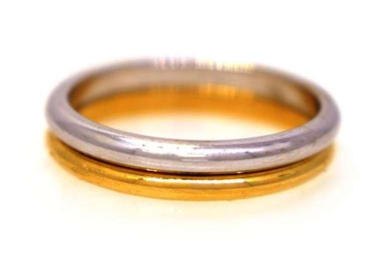 14K Gold Bands, White & Yellow, Both Size 6.25