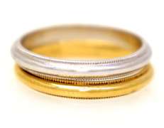 Two Gold Bands, White Gold & Yellow, Both Size 6.25