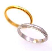 Two Gold Bands, White Gold & Yellow, Both Size 6.25