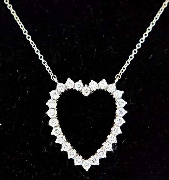 Amazing 14kt WG Diamond Open Heart Pendant Necklace