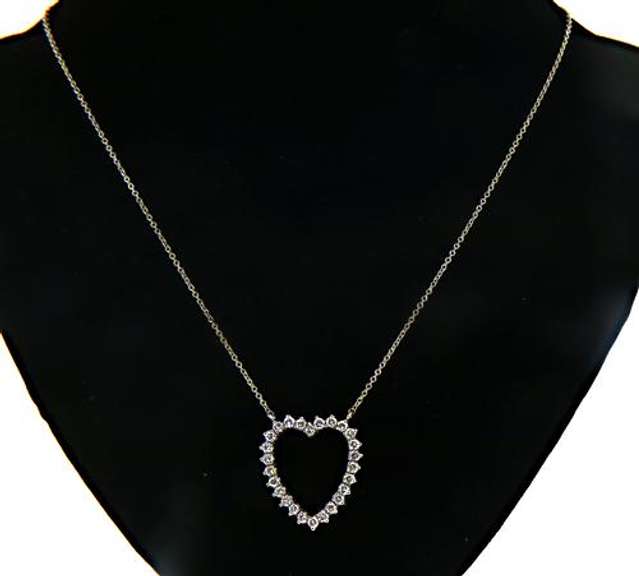 Amazing 14kt WG Diamond Open Heart Pendant Necklace