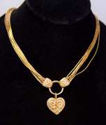 Multi-Strand Vermeil Heart Necklace, 18-21in Adjustable