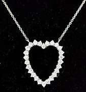 Amazing 14kt WG Diamond Open Heart Pendant Necklace