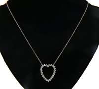 Amazing 14kt WG Diamond Open Heart Pendant Necklace
