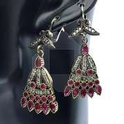 Appealing Antique Design Beautiful Gems 925 SS Earrings
