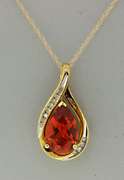 10KT Yellow Gold Orange CZ & Diamond Earrings & Necklace Set