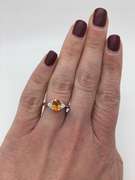 Orange Sapphire and Diamond Ring