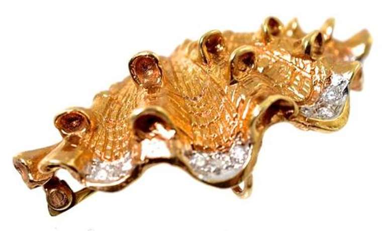 Organic 14K Sea Shell Brooch
